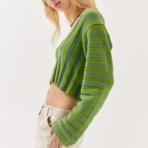 BDG Green and Blue V-Neck Sweater - Picture 4 of 4
